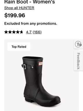 Hunter Short Matte Black Waterproof Boot